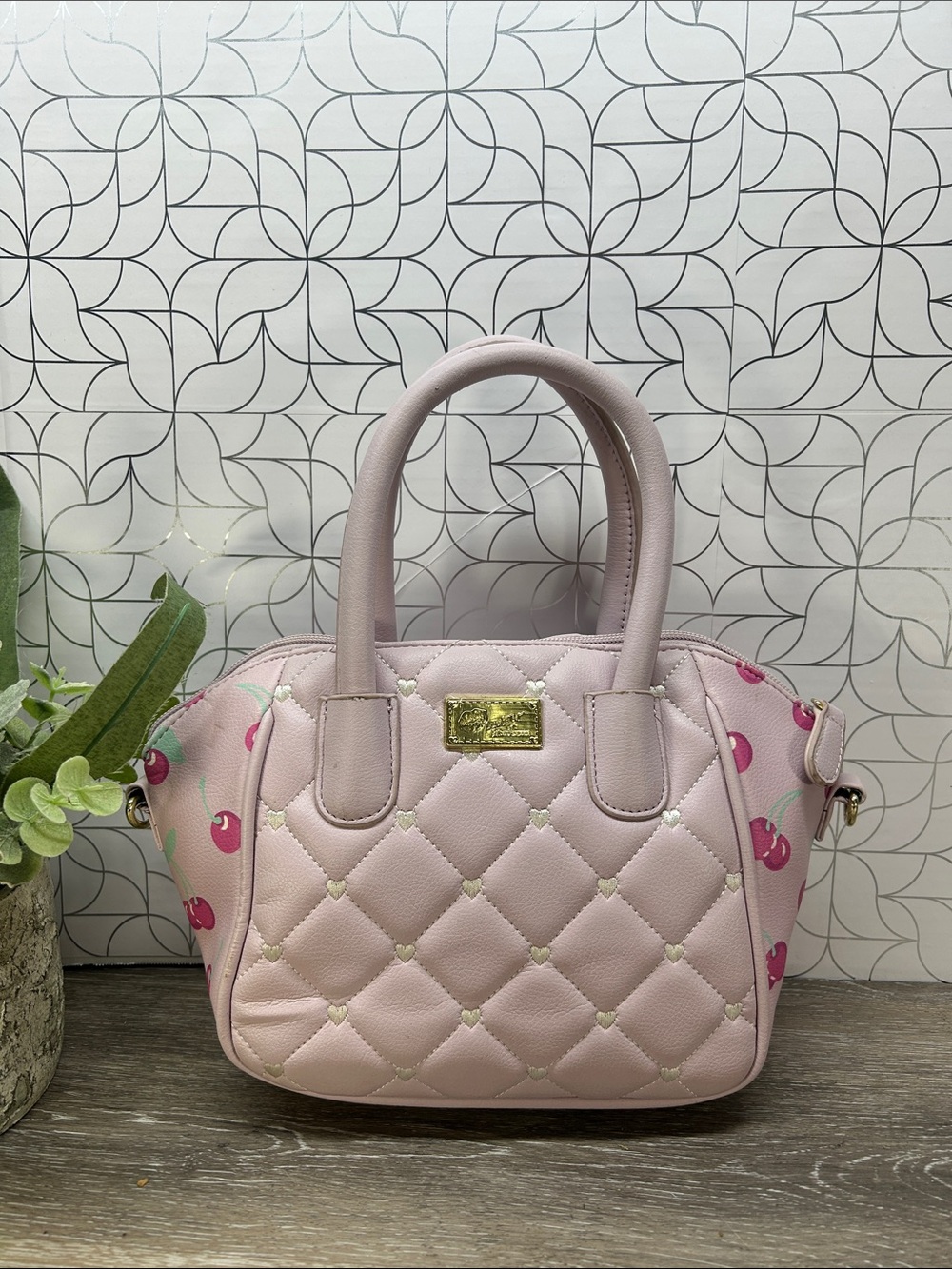 Betsey Johnson Luv Betsey Pink cherry-Print satchel